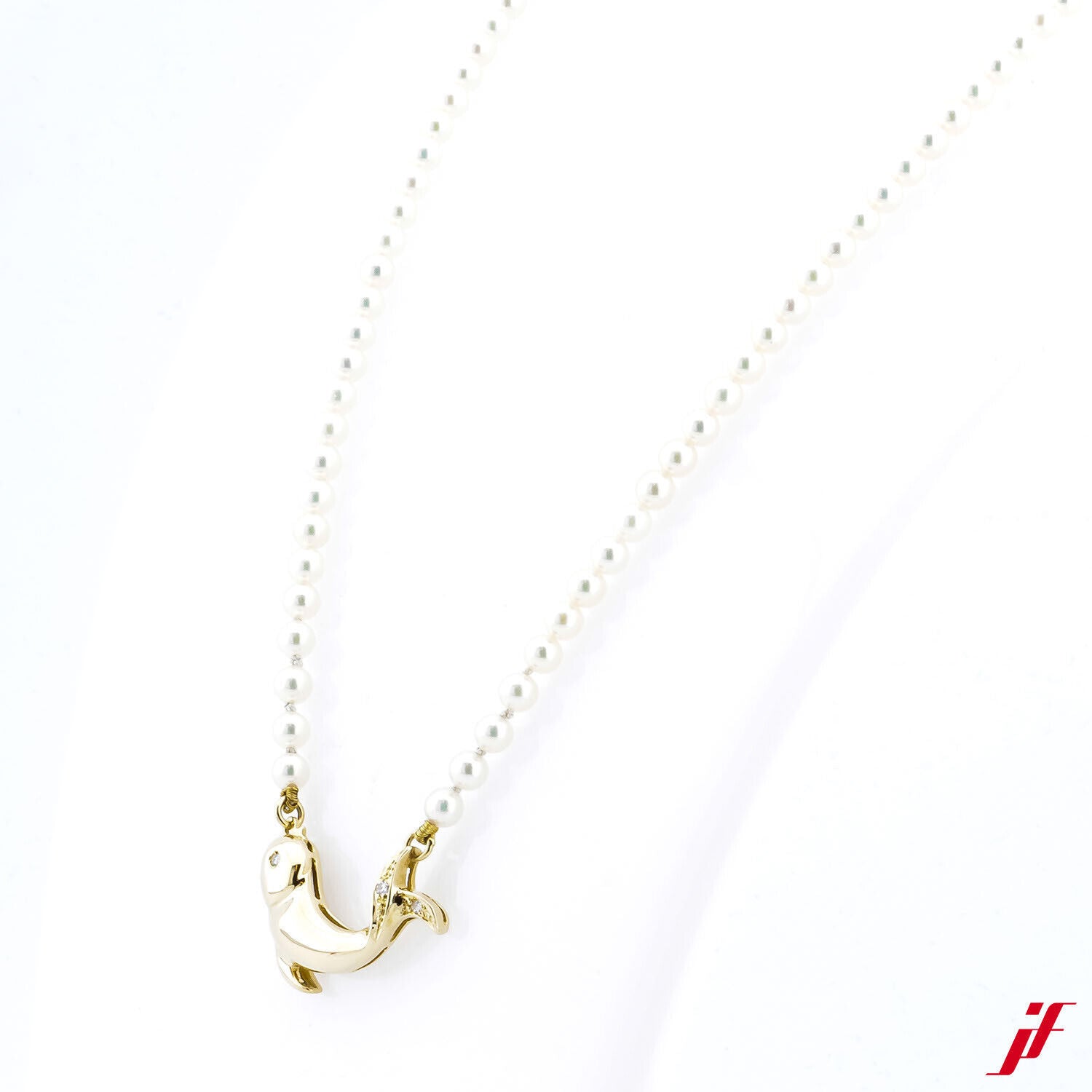 Halskette 750/18K Gelbgoldschließe 95 Akoyaperle 1 Diamant 0,02 ct 11,0 g 40 cm