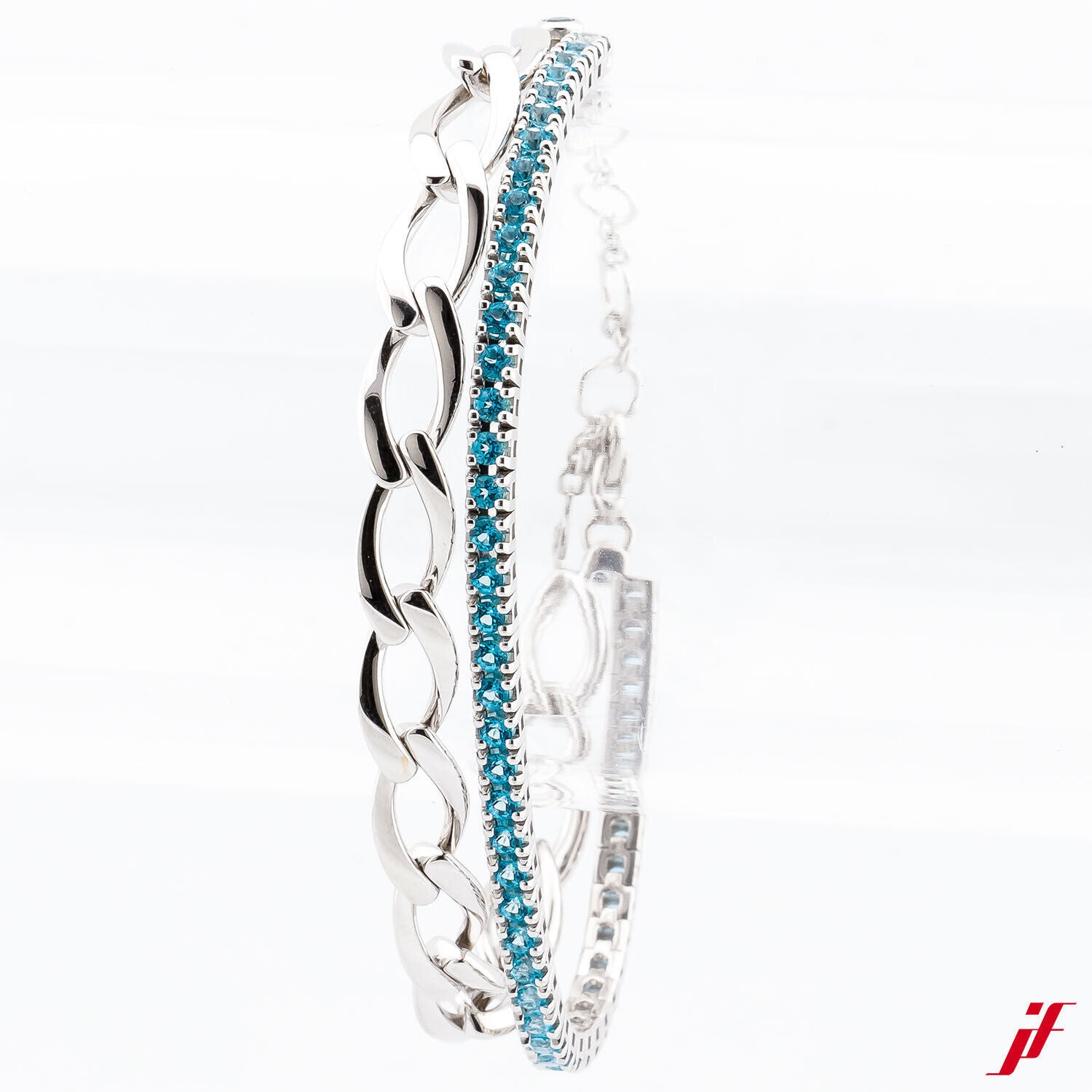 Rüschenbeck Tennisarmband 18K/750 Weißgold 51 Paraiba Topase - NP 11.610€