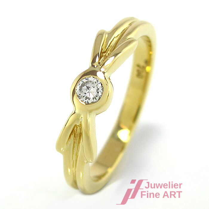 Brillantring ca. 0,10 ct W-VSI in 750/18K Gelbgold - Gr. 53 - 3,9 g