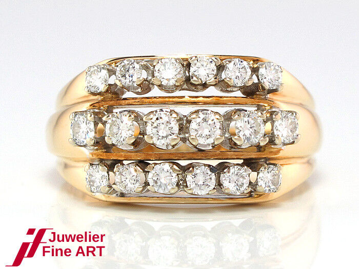 Ring in 585/14K Gelb- & Weißgold - 18 Brillanten ca. 0,80 ct TW/VSI 6,3 g Gr.58