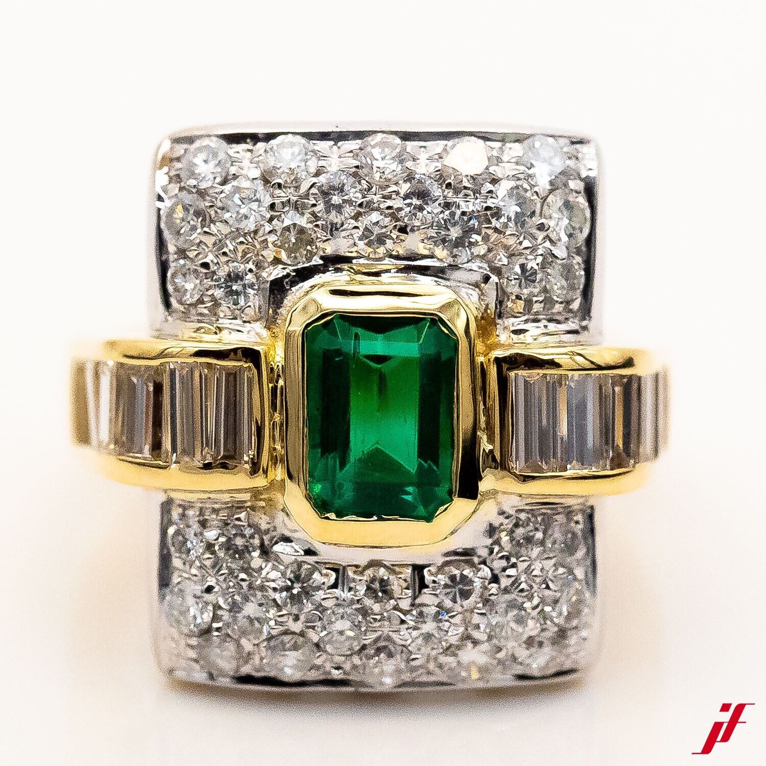 Ring 18K/750 Gelbgold Diamanten Smaragde ca. 4,0ct TW/VS Gr.55- Wert 10.000€