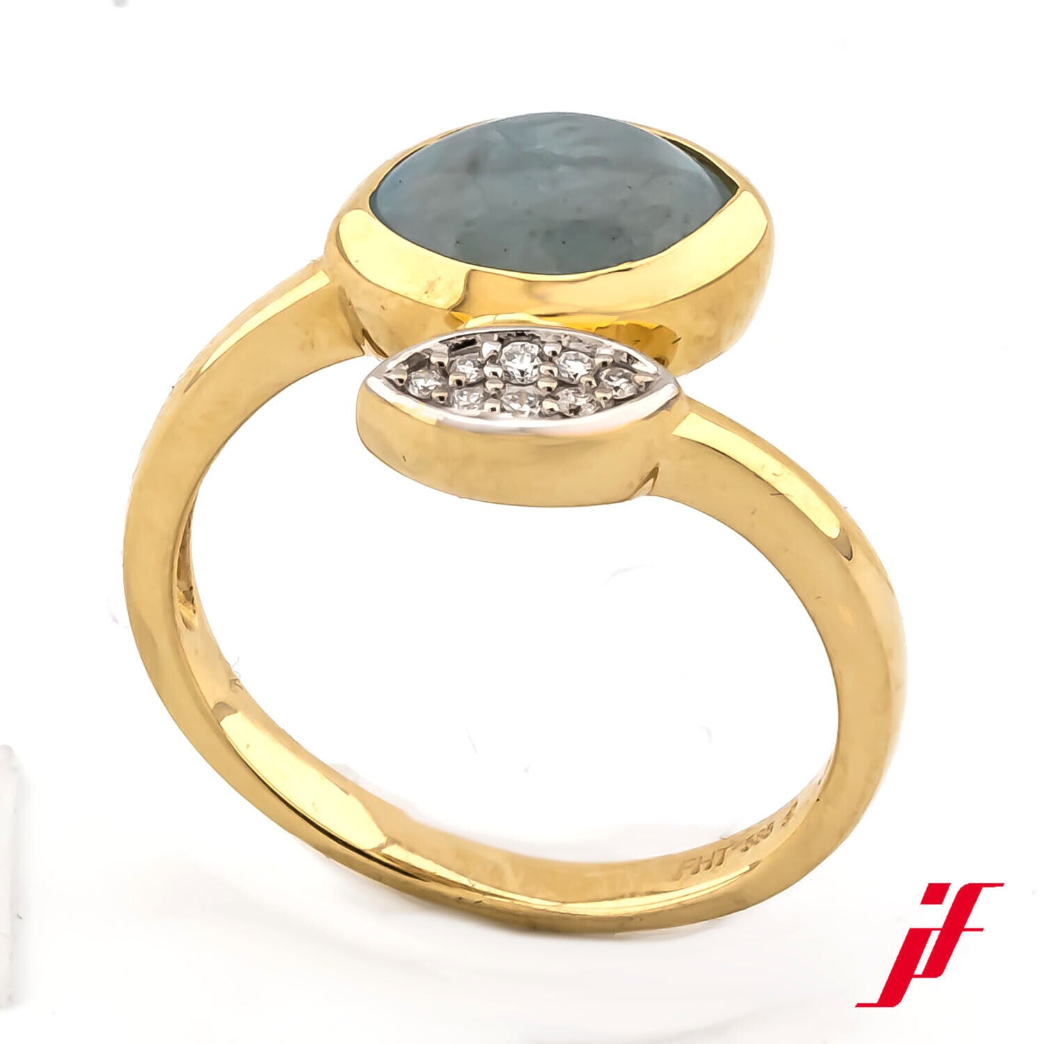 Ring 585/14K Gelbgold Diamanten Brillanten 1 Aquamarin Größe 56 Neuware