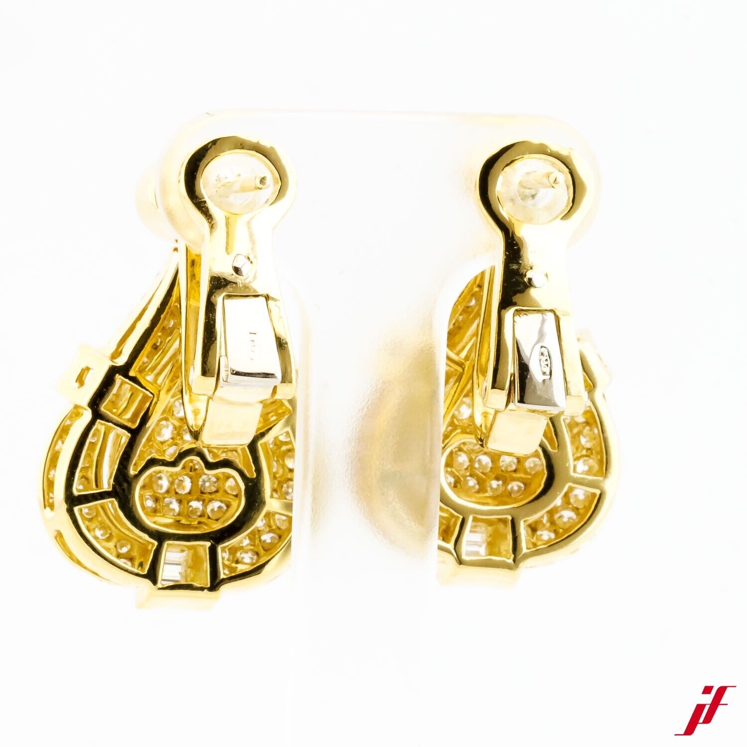 Ohrstecker 750/18K Gelbgold 2 Saphire Brillanten Baguette - Wert 6.000€