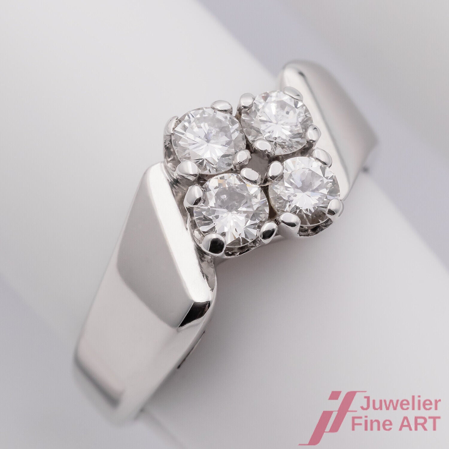 Ring 585/14K Weißgold Diamanten Brillanten Raute Größe 51