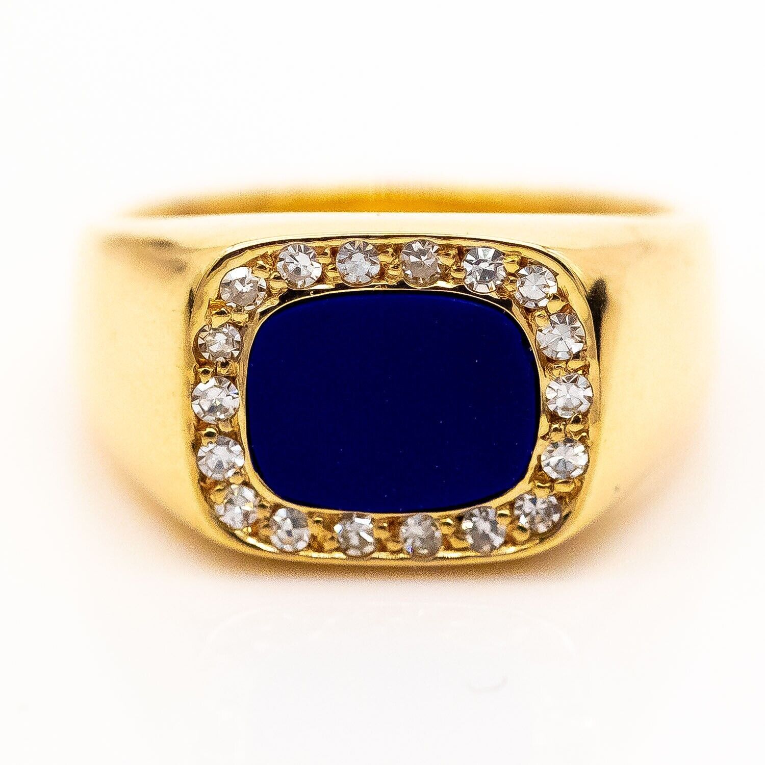 Rüschenbeck Ring 18K Gelbgold Lapis Diamanten 0,2ct TW/VVS Gr.48 - Wert 5.000€