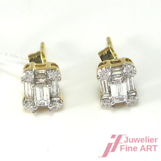 Diamant Ohrstecker - 18K/750 Gelbgold -18 Dia. zus. 1,03 ct TW/SI - 2,04 g