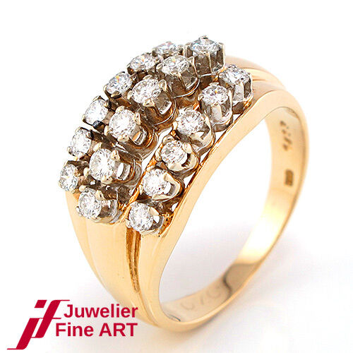 Ring in 585/14K Gelb- & Weißgold - 18 Brillanten ca. 0,80 ct TW/VSI 6,3 g Gr.58