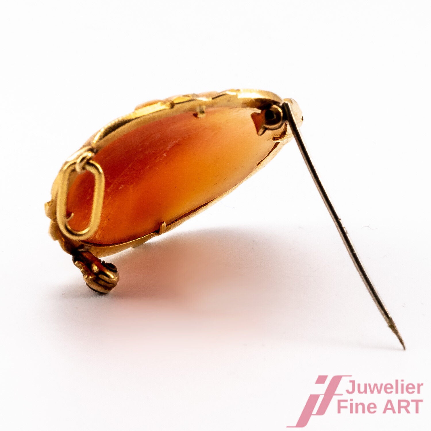MUSCHEL-GEMME Brosche/Anhänger - 14K/585 Gelbgold *Frauenkopf* - 8,5 g