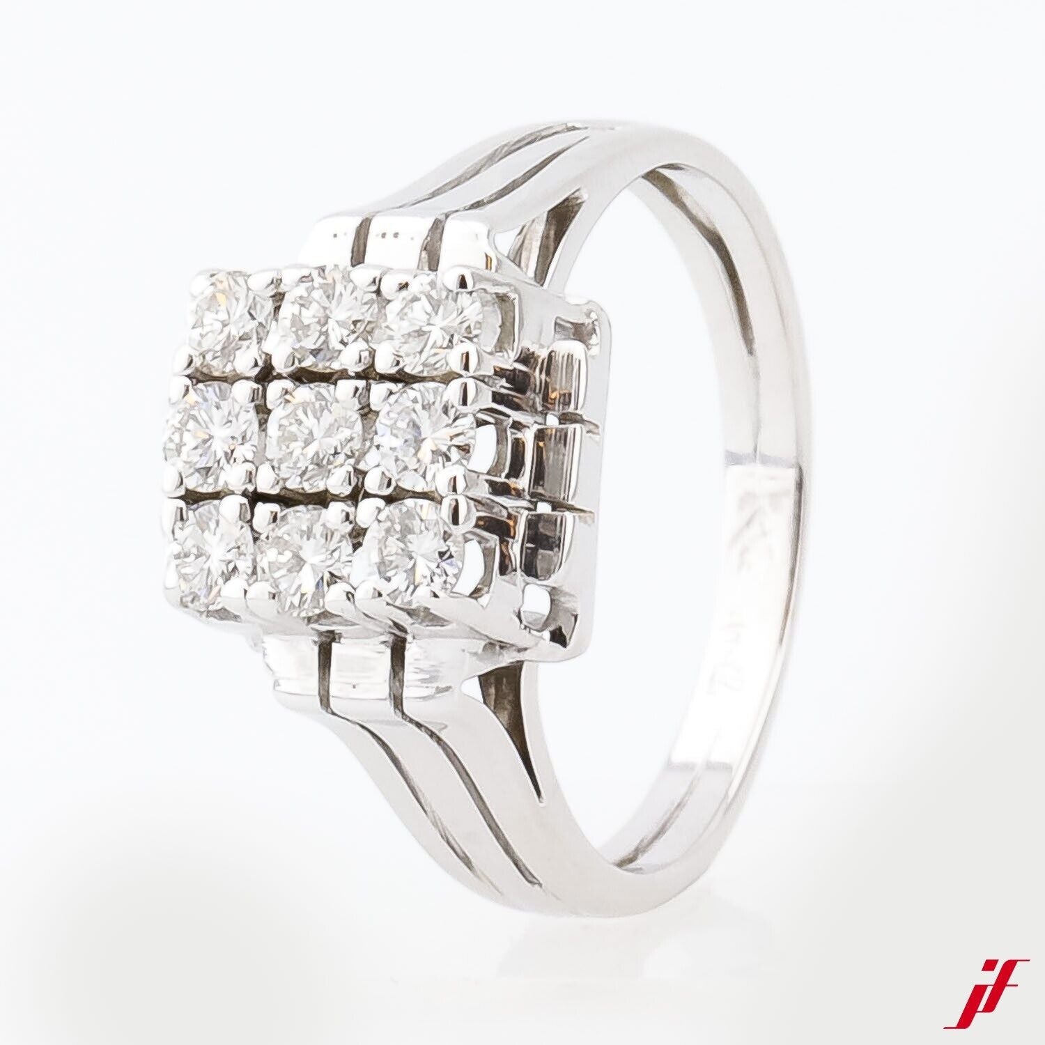 Ring 18K Weißgold 9 Diamant Brillantschliff 0,45 ct - Wert 3000€