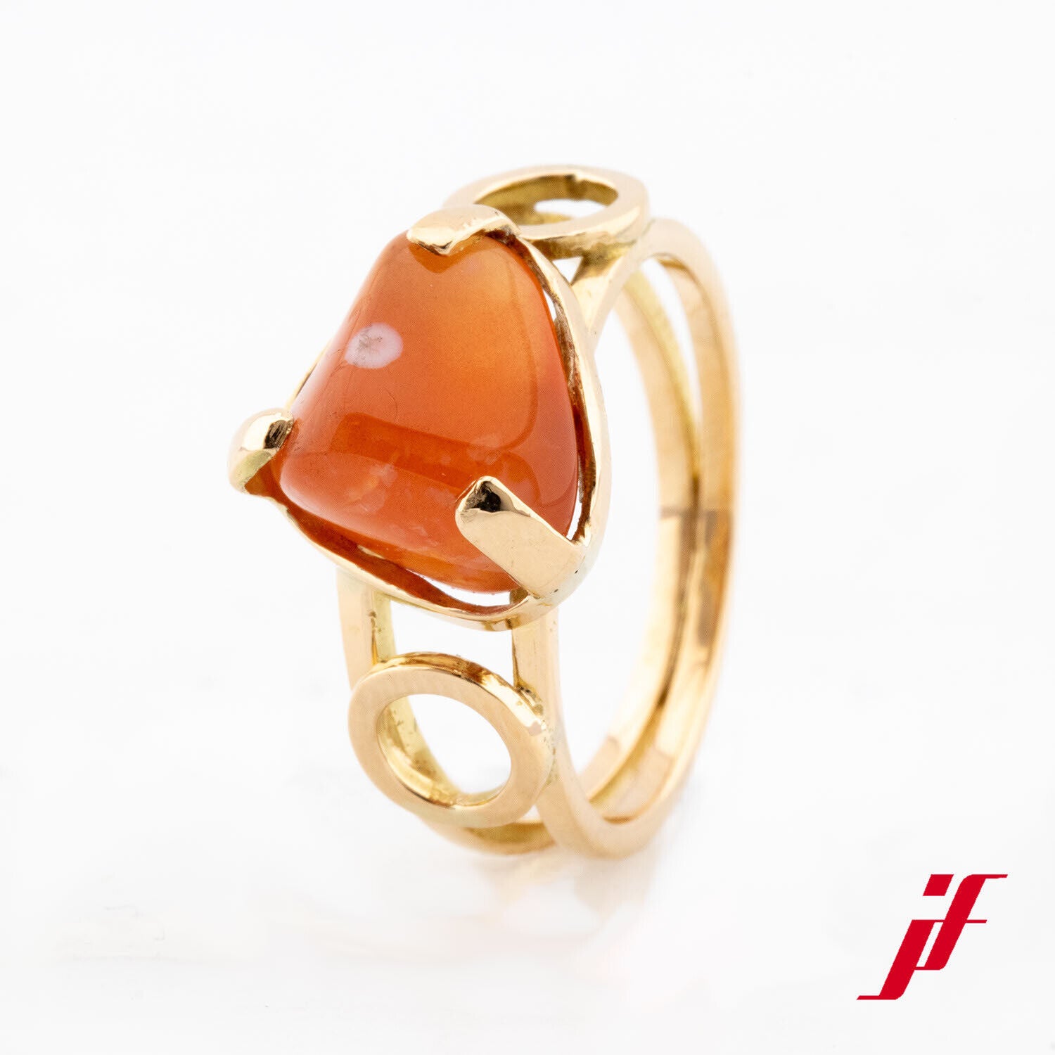 Ring Handarbeit 750/18K Gelbgold 1 Achat Triangel Größe 50