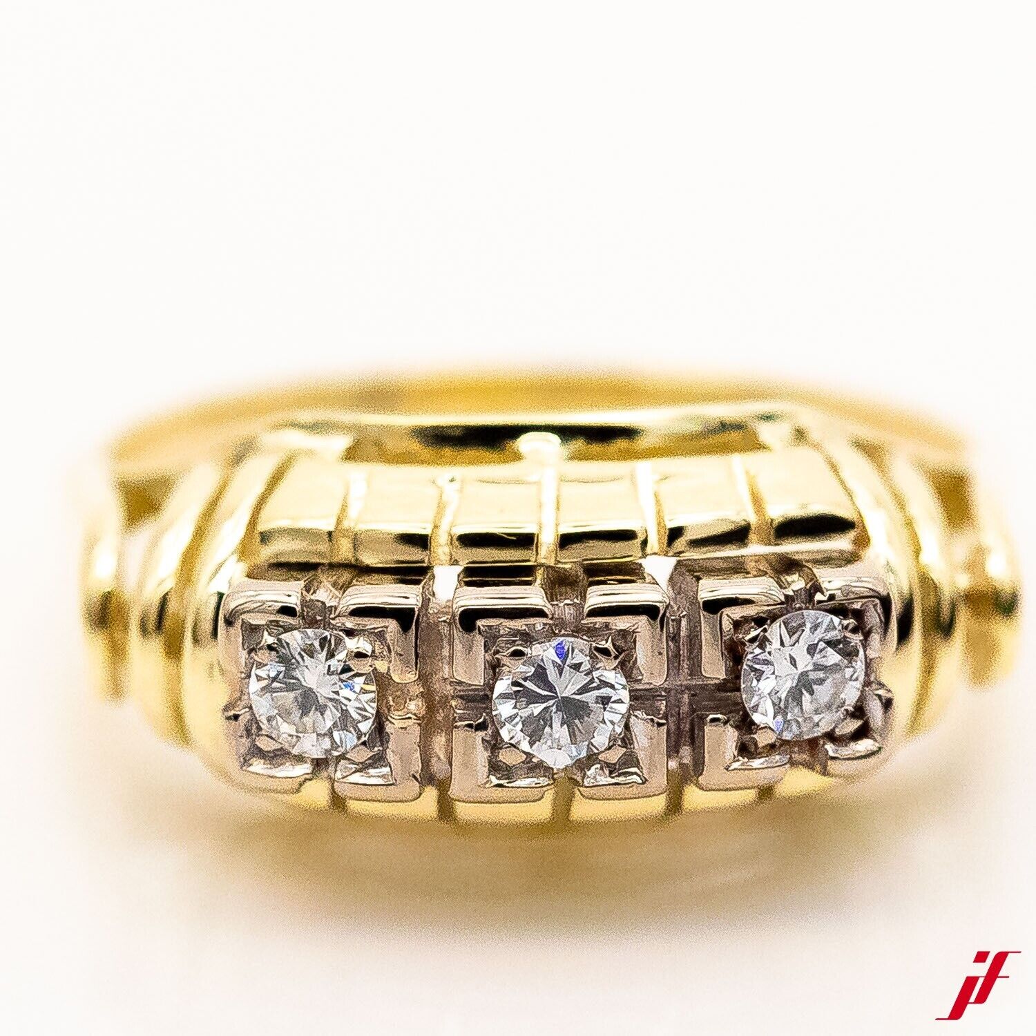 Ring 585/14K Gelbgold 3 Diamant Brillant 0,3 ct TW/VVS Gr.53 - Wert 1.900€
