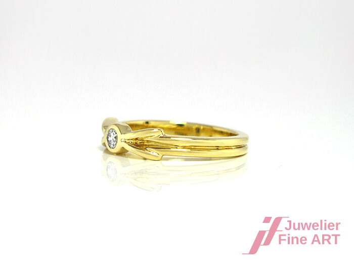 Brillantring ca. 0,10 ct W-VSI in 750/18K Gelbgold - Gr. 53 - 3,9 g