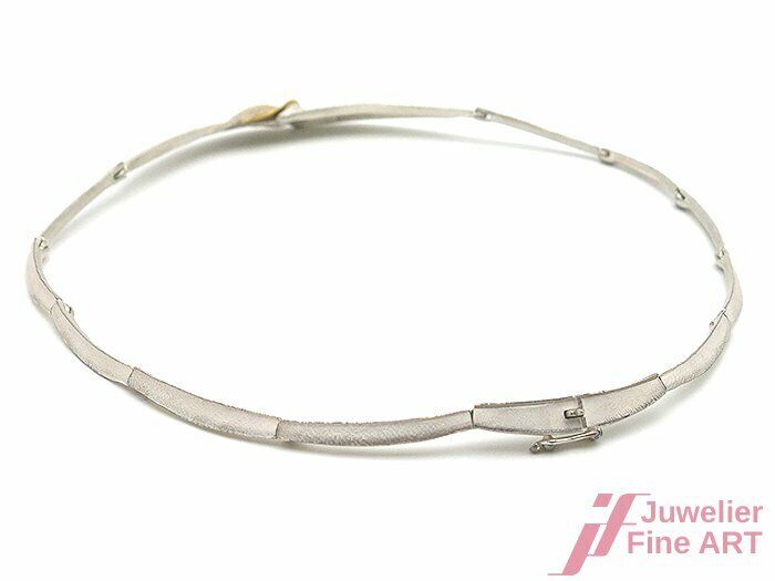 Collier in 925er Silber mit 18K GG - 1 Diamant 0,01 ct W/P - 29,7 g - 38 cm