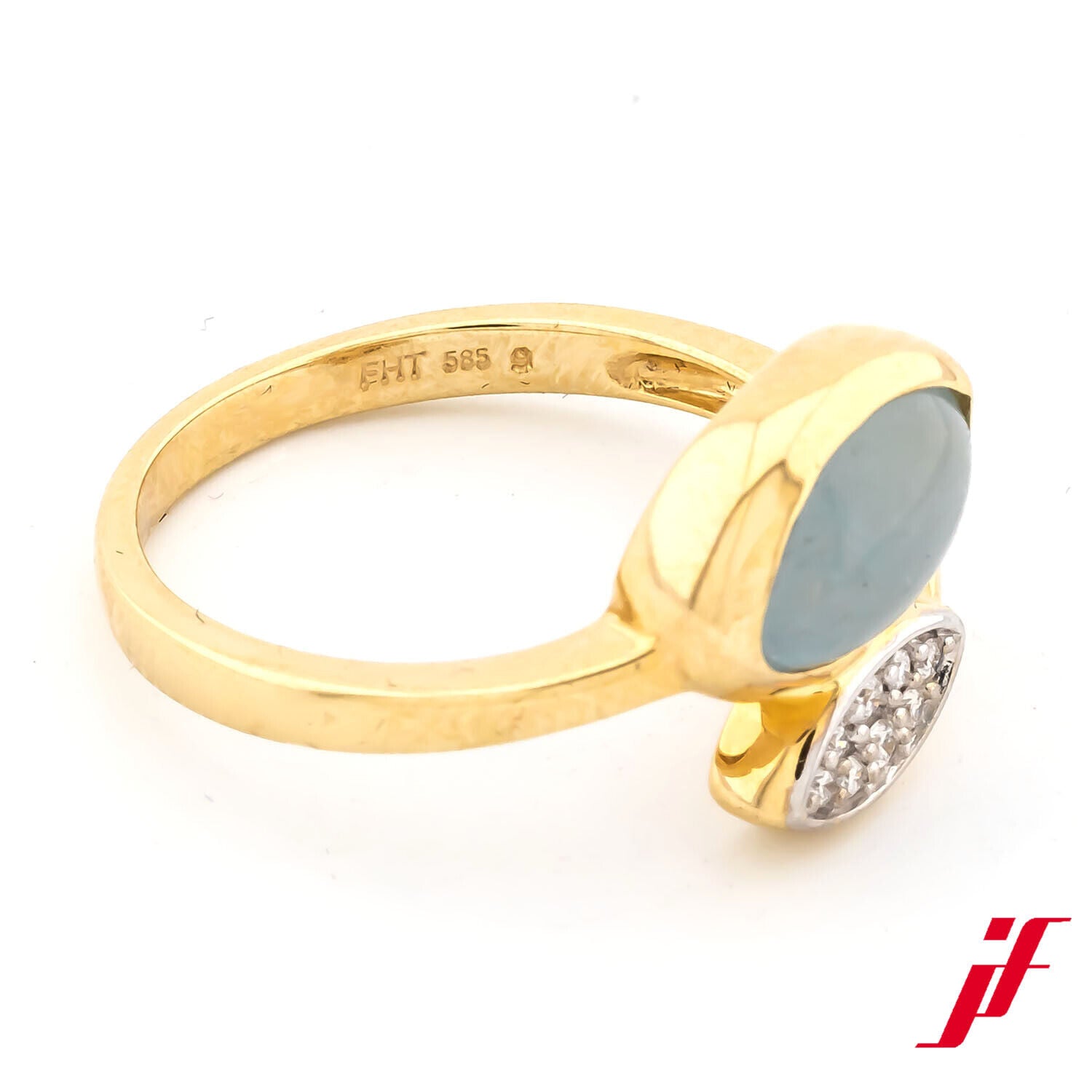 Ring 585/14K Gelbgold Diamanten Brillanten 1 Aquamarin Größe 56 Neuware