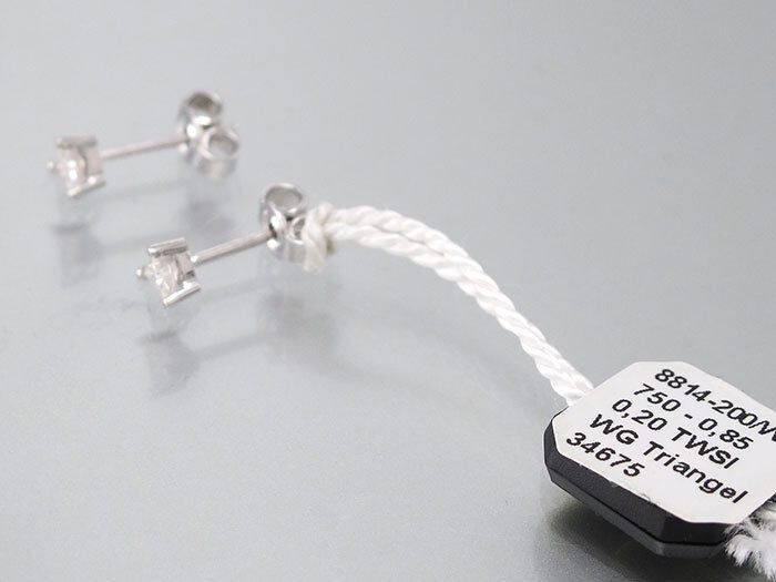 Ohrstecker - 18K/750 Weißgold - 2 Diamanten - Triangel - 0,20 ct -TW/SI - 0,85g