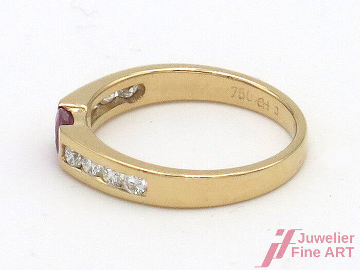HENRICH & DENZEL Ring 18K GG - 1 Rub. 0,29 ct + 8 Brill. zus. 0,52 ct- 3,5 g