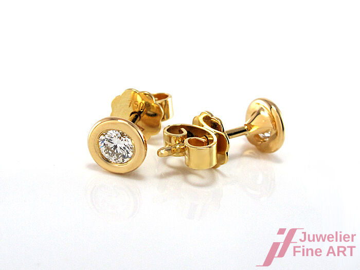 Ohrstecker - 18K/750 Gelbgold - 2 Brillanten ca. 0,40 ct TW-VVS -1,9 g
