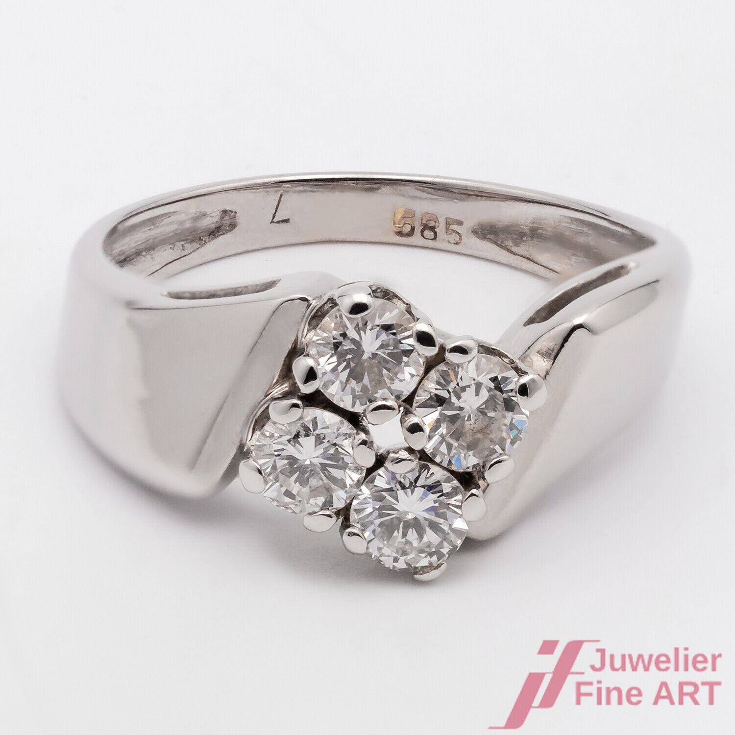 Ring 585/14K Weißgold Diamanten Brillanten Raute Größe 51