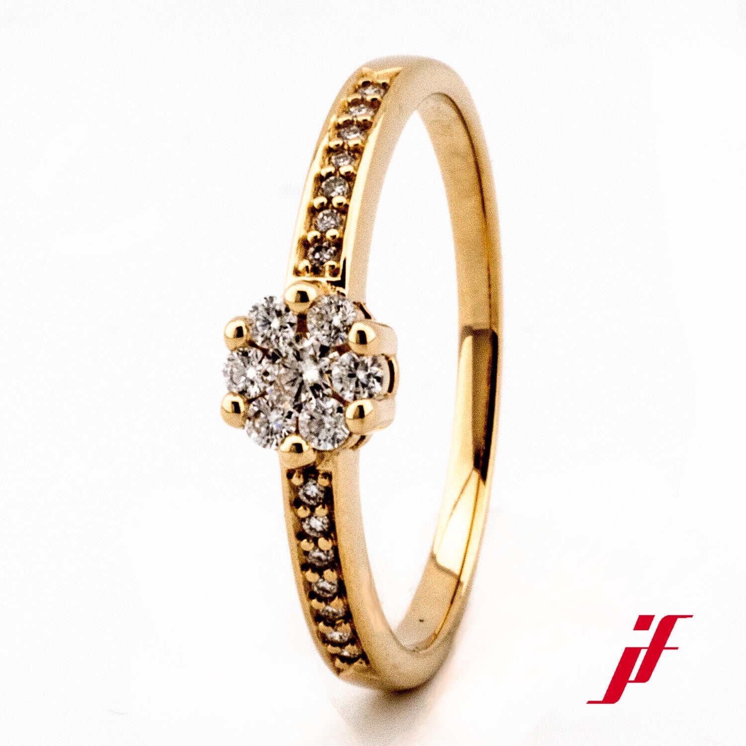 Ring Cocktailring 585/14K Gelbgold Diamanten Brillanten Größe 56 TOP