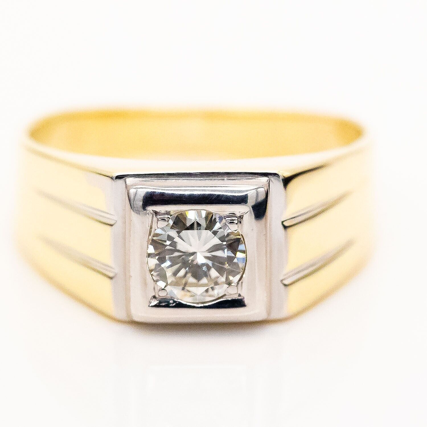 Ring 585/14K Gelbgold Weißgold Diamant ca. 0,5ct TW/VS Gr.57 - Wert 4.000€