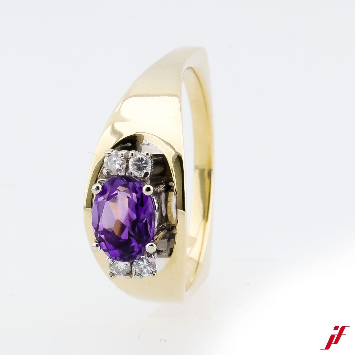 Ring 585/14K Gelbgold Amethyst 0,80ct Diamanten 0,08ct - Wert 1.800€