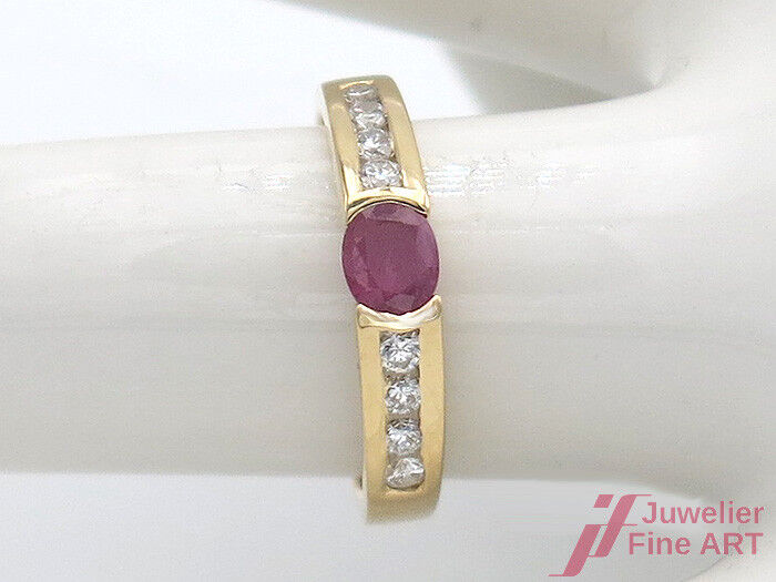 HENRICH & DENZEL Ring 18K GG - 1 Rub. 0,29 ct + 8 Brill. zus. 0,52 ct- 3,5 g