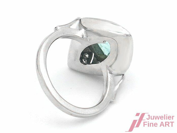 Ring 14K WG - 12 Diamantrosen zus. ca. 0,30 ct + 1 Smaragd ca. 2,5 ct - 7,58 g