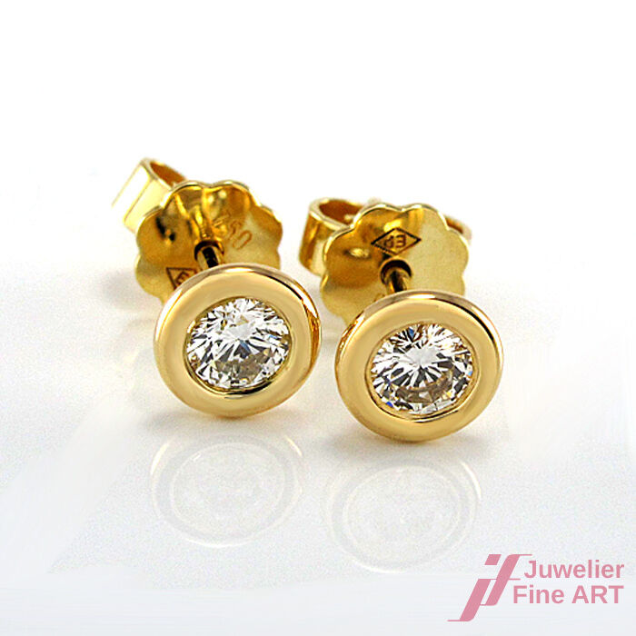 Ohrstecker - 18K/750 Gelbgold - 2 Brillanten ca. 0,40 ct TW-VVS -1,9 g