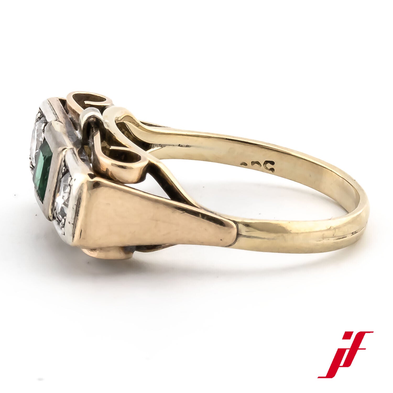 Ring 585/14K Gelbgold 1 Smaragd Diamanten Brillanten Größe 56