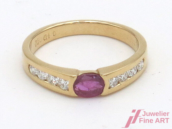 HENRICH & DENZEL Ring 18K GG - 1 Rub. 0,29 ct + 8 Brill. zus. 0,52 ct- 3,5 g