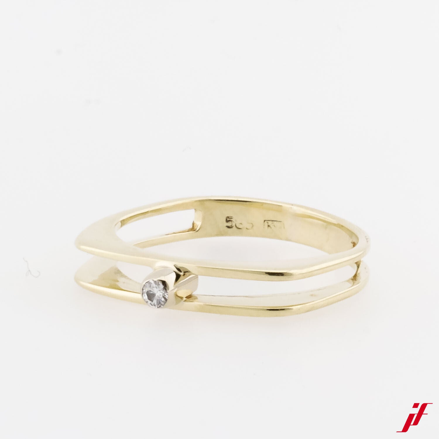 Solitärring 585/14K Gelbgold 1 Diamant Brillant ca. 0,05 ct Ringweite 53