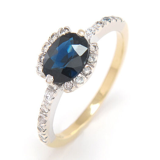 RING Saphir ca. 1,5ct - 20 Brillanten ca. 0,20 ct W/SI - 750/18K Gold - 4,45g