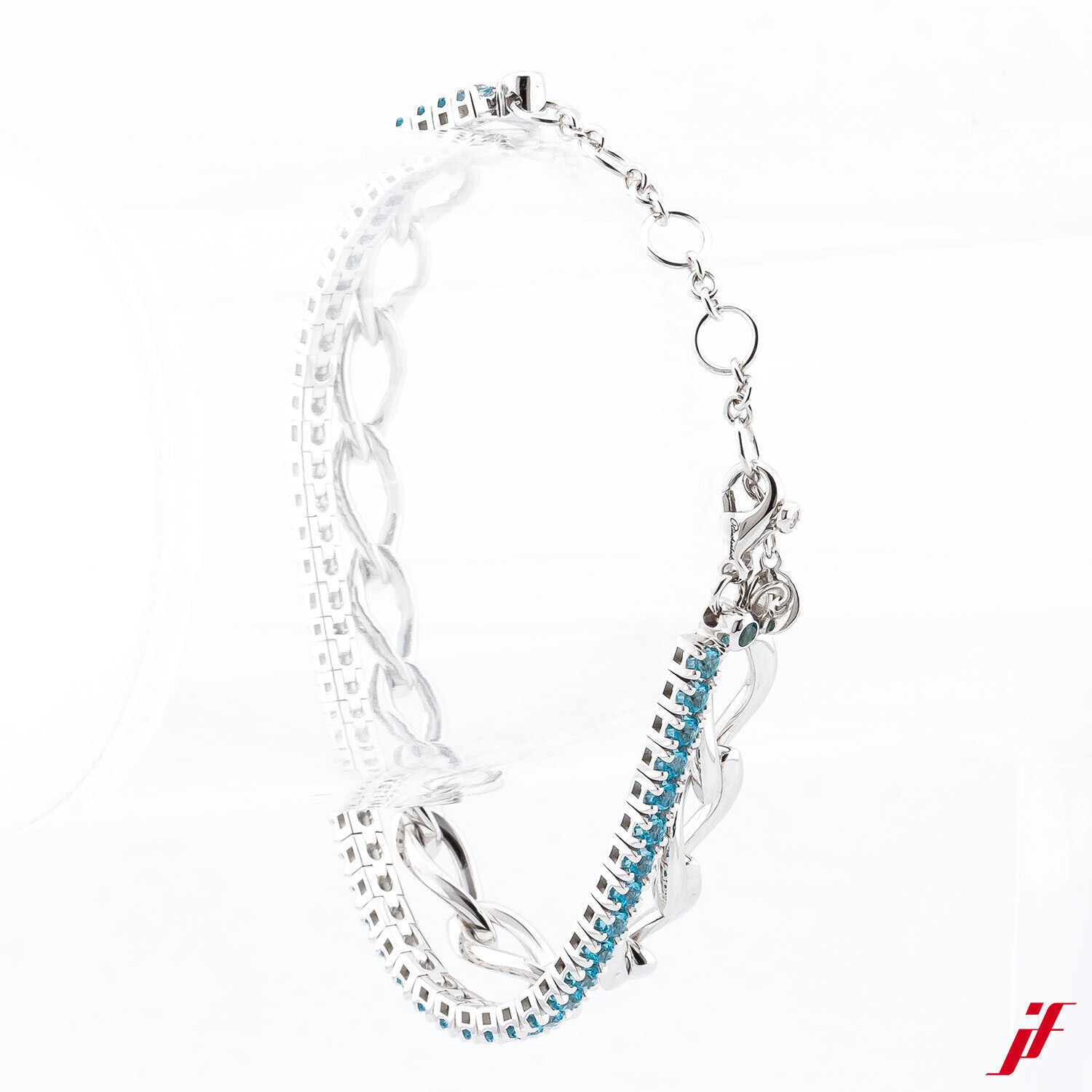 Rüschenbeck Tennisarmband 18K/750 Weißgold 51 Paraiba Topase - NP 11.610€