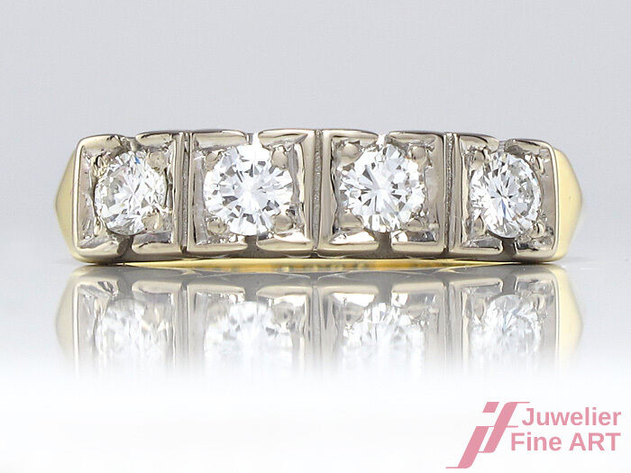 Diamantring 14K/585 Gelb-/Weißgold - 4 Brillanten ca. 0,40 ct - Gr. 56 - 6,1 g