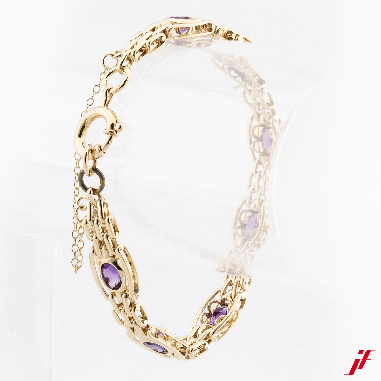 Armschmuck Armband 375er Gelbgold 7 Amethyste ca. 3,5 ct 18,5 cm