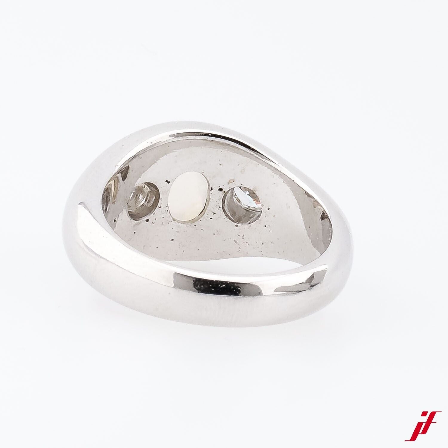 Ring 750/18K Weißgold - Mondstein + Diamanten ca. 0,5 ct TW/VVS - Gr. 59 - 17g