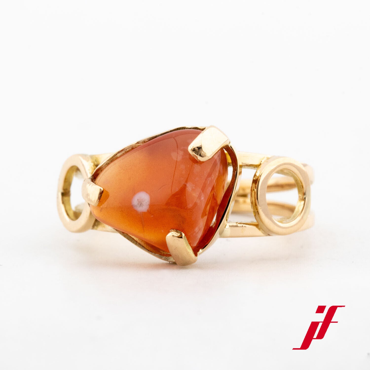 Ring Handarbeit 750/18K Gelbgold 1 Achat Triangel Größe 50