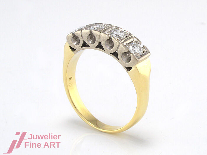Diamantring 14K/585 Gelb-/Weißgold - 4 Brillanten ca. 0,40 ct - Gr. 56 - 6,1 g