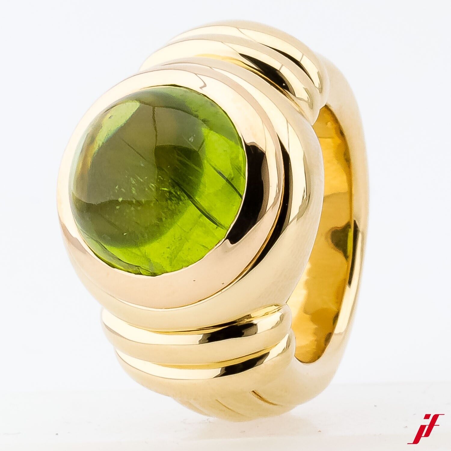 Ring Cocktail Massiv J. Smith 750/18K Gelbgold 1 Peridot ca. 8 ct 19,4 g