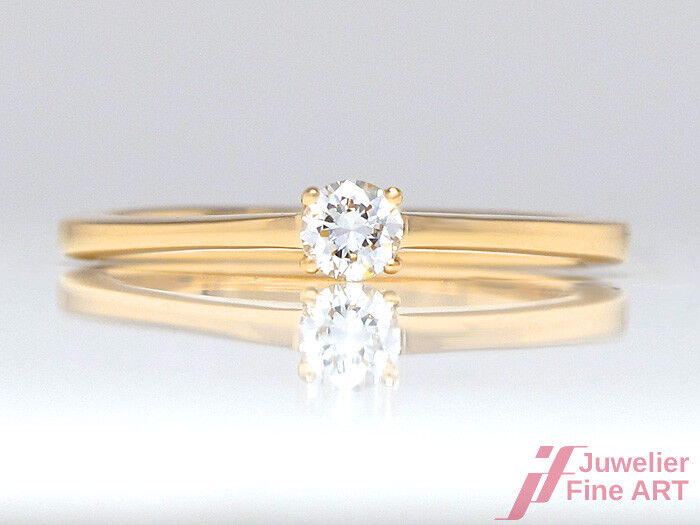 Ring Solitär Verlobung Antrag Größe 54 750/18K Gelbgold Diamant Brillant Neu