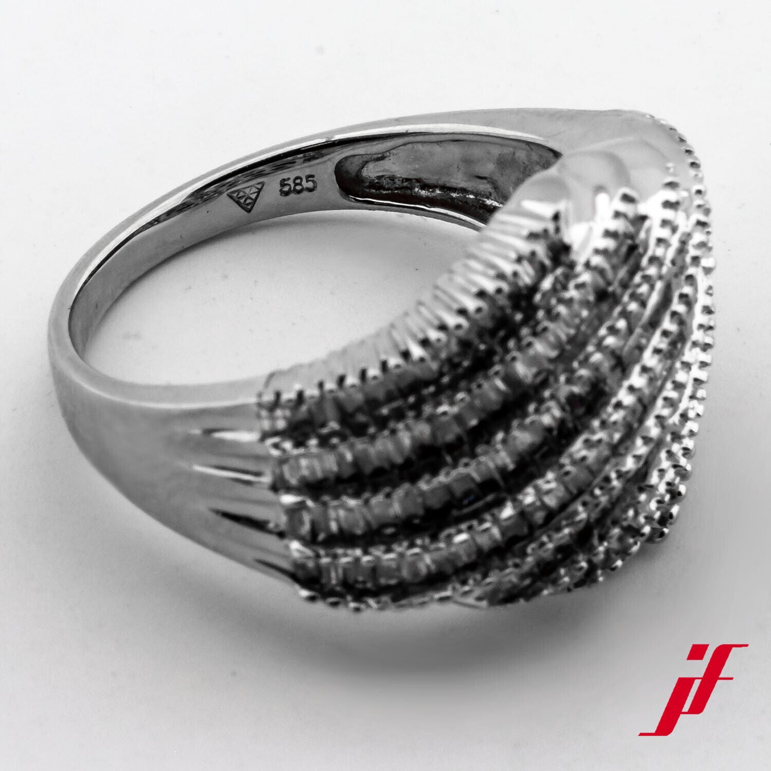Ring Statement 585/14K Gelbgold Weißgold Diamanten Baguette Größ6 53
