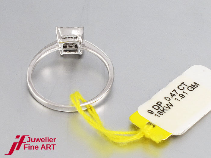 RING 750/18K Weißgold - 9 Diamanten zus. 0,47 ct - 1,9 g - Gr. 52,5