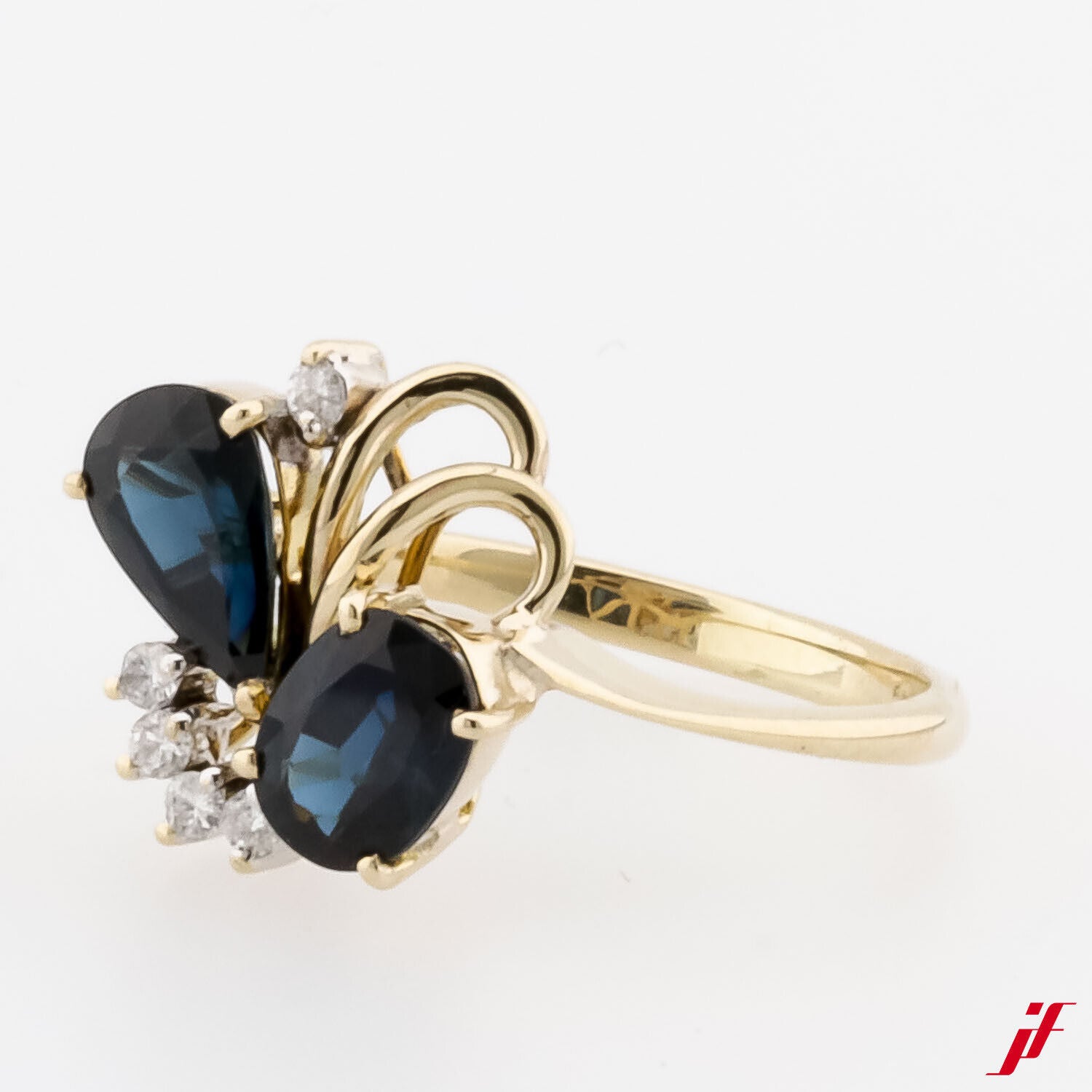 Ring 585/14K Gelbgold 5 Diamanten zus. 0,10 ct 2 Saphire zus. ca. 1,00 ct 51