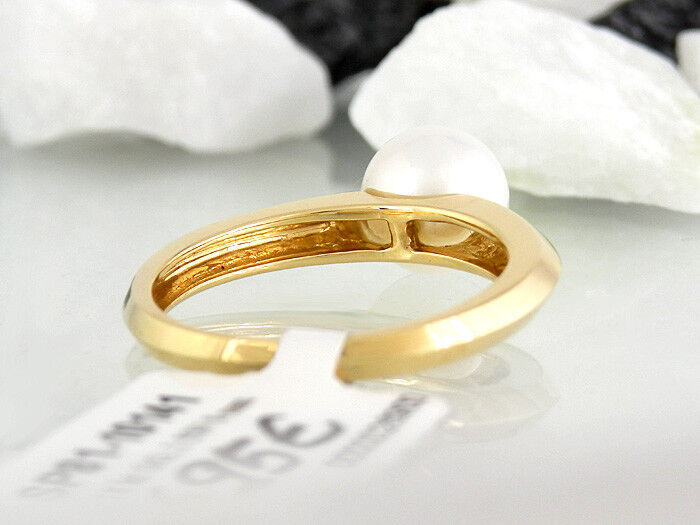 Ring Perlring 750/18K Gelbgold Süßwasserperle Ringweite Größe 54 neu