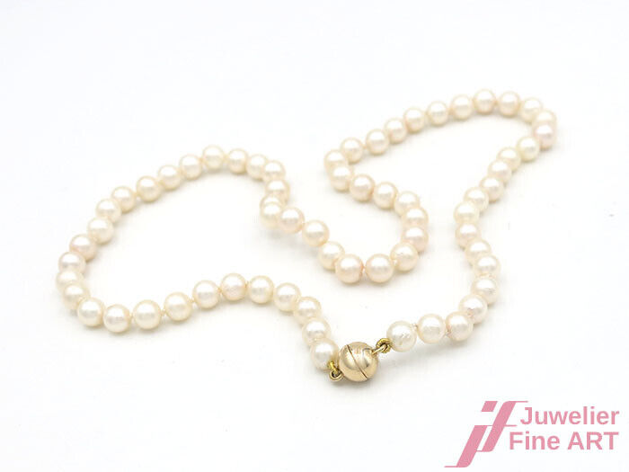 Perlenkette 66 Akoya-Zuchtperlen Ø 5,98 mm - 14K Gelbgold-Magnetschließe - 45 cm