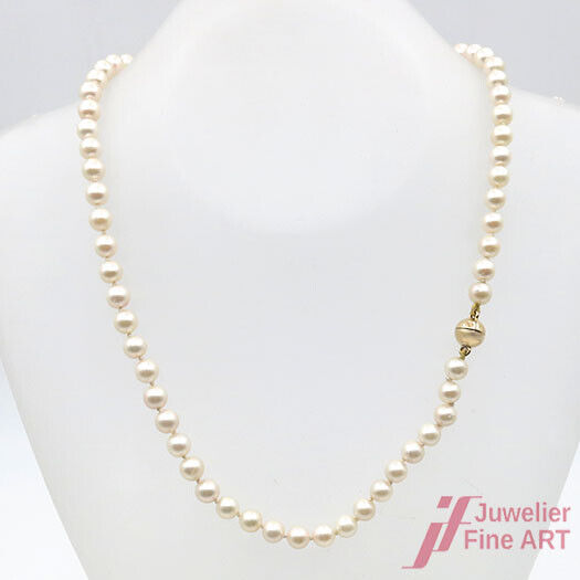 Perlenkette 66 Akoya-Zuchtperlen Ø 5,98 mm - 14K Gelbgold-Magnetschließe - 45 cm