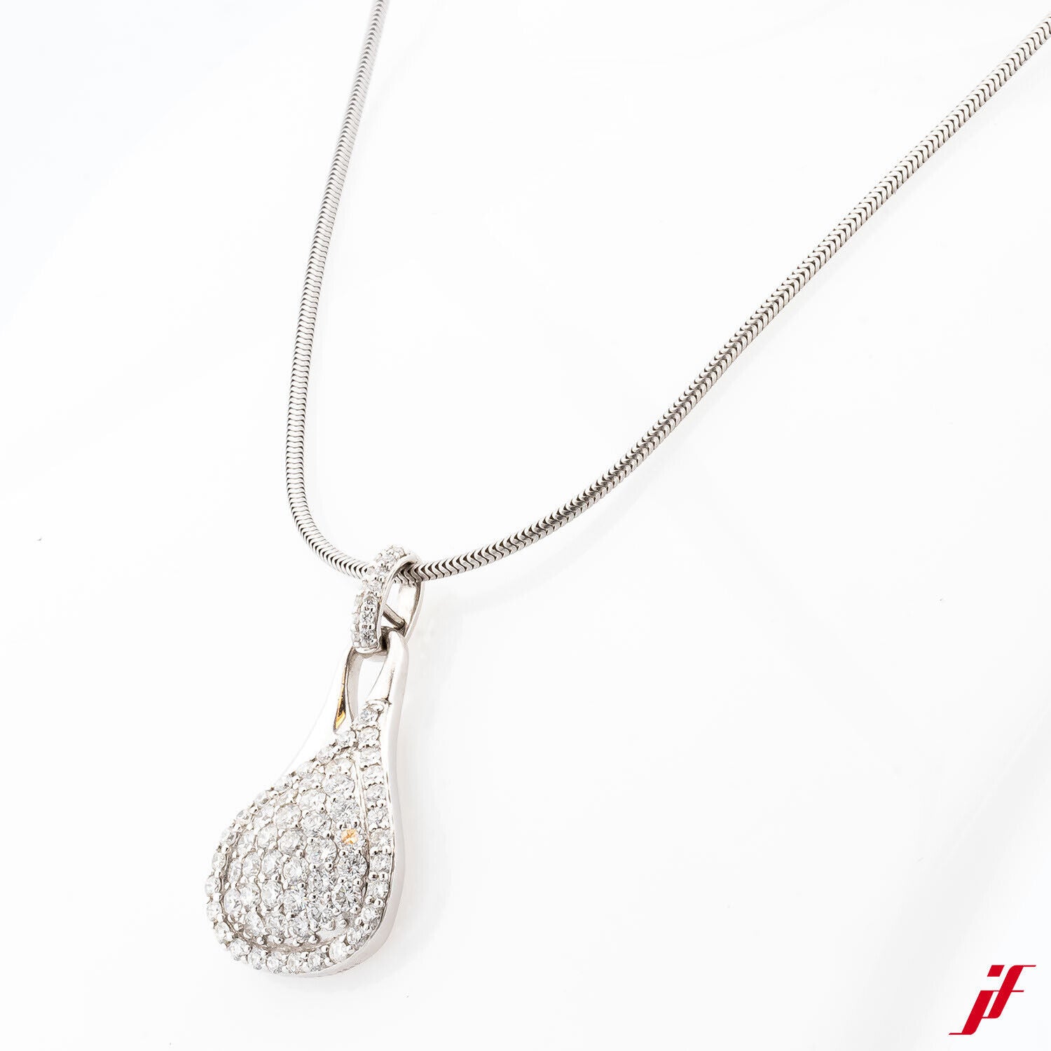 Kette 14K Weißgold mit Anhänger 18K Weißgold Diamanten Brillanten 1,78 ct 45 cm