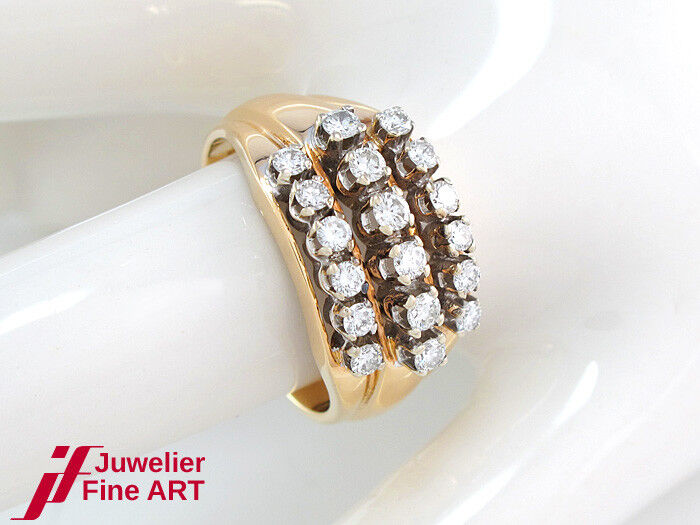 Ring in 585/14K Gelb- & Weißgold - 18 Brillanten ca. 0,80 ct TW/VSI 6,3 g Gr.58
