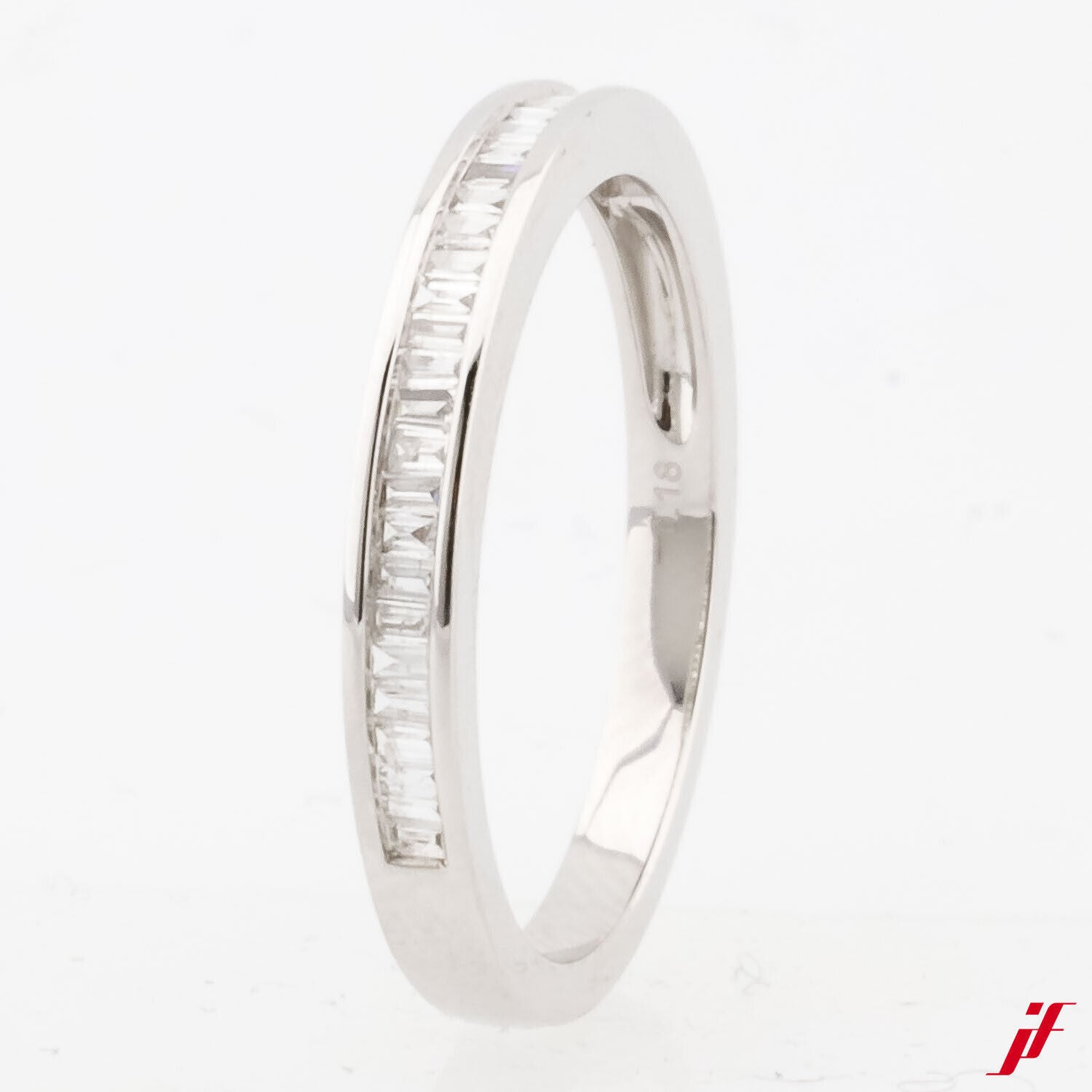 Halb-Memoirering 18K Weißgold 31 Baguette zus. 0,18 ct G/vs1 Weite 54 Neuware