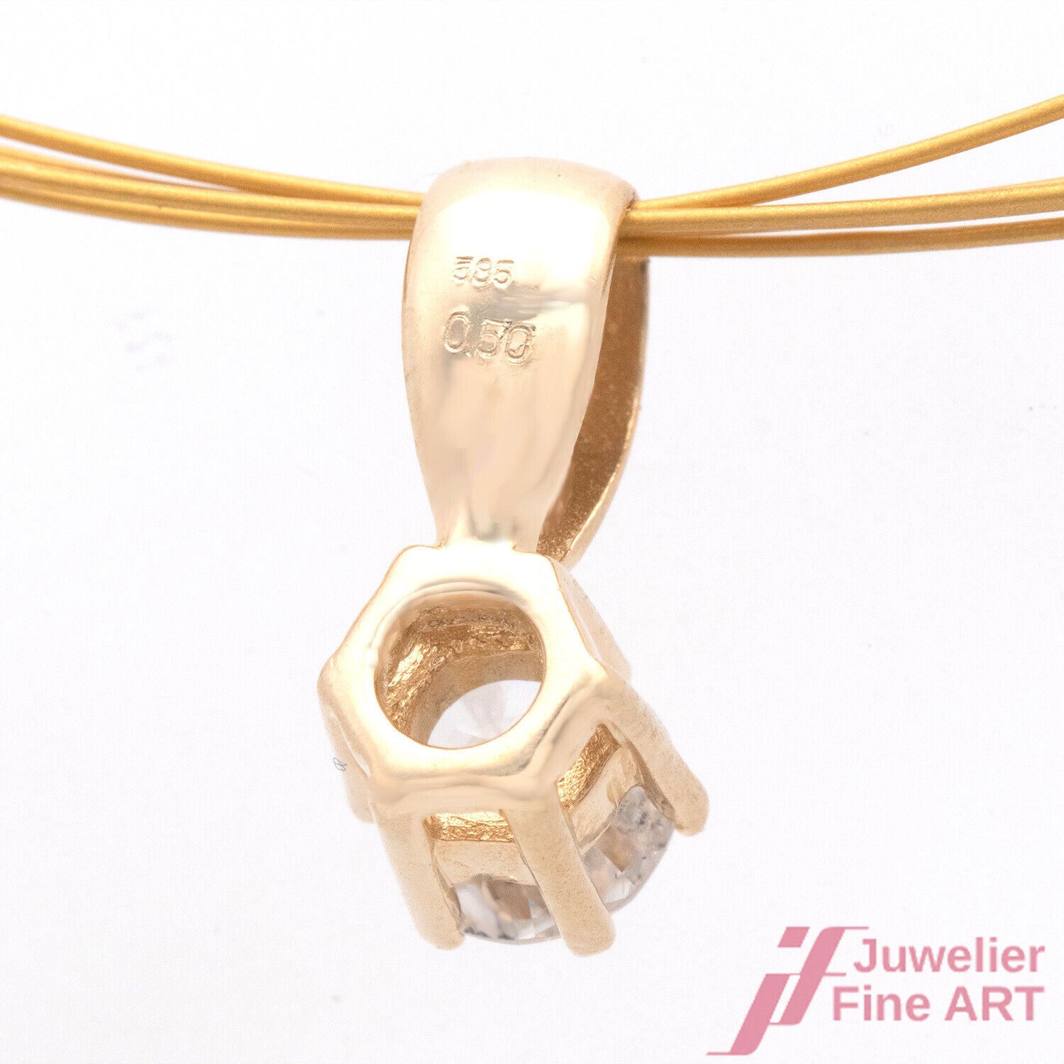 Anhänger Solitäranhänger 585/14K Gelbgold Diamant Brillant 14,20 mm Länge